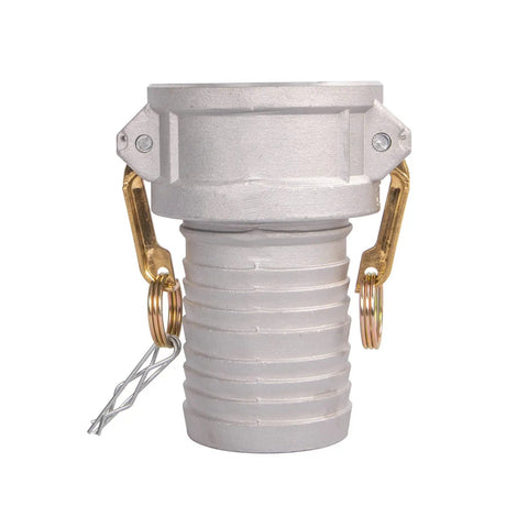 Pair Of Aluminum Gravity Cast Camlock Fittings And Groove Hose Adapter 3 Inch Part C Female Coupler to Serrated Tail with Brass Handles