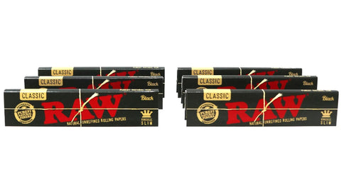 Classic Black King Size Slim Rolling Papers 44x110mm Six Packs 192 Papers for a Smooth Slow Burn Sesh Natural Unrefined Ultra Thin