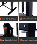 Garage Workhorse 20 Ton Hydraulic Shop Press With Rock Solid H Frame Floor Mount Stand showcasing heavy duty steel frame and large bottle jack.