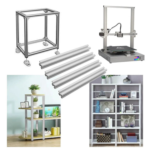 4 Pack 1500mm 30x30 Aluminum T Slot Extrusion In Silver European Standard 30 Series Heavy Duty DIY Framing For Custom Machines And Projects For Modular Builds, Easy Assembly, And Robotics Friendly Framing For CNC Projects, shown with frames and shelving