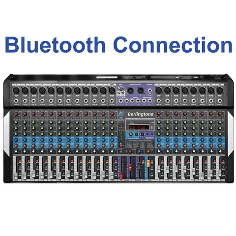 Front view of 20 Channel Pro Bluetooth Studio DJ Mixer with USB MP3 Player and 18 Mic Inputs