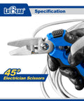 7 Inch Angled Electricians Shears For Wire And Cable Cutting with Stainless Steel Blades, ergonomic grip, 45 Degree Angle