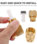 Aluminum Alloy Plated Quick Hose Connector 2.37 Inch Leak Free Male Hose Connector for Garden Lawn Patio in hand showing detail.