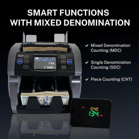 Heavy Duty Money Counter For Mixed Denominations With Real Time Value Counting And Breakdowns By Denomination Eight Currencies