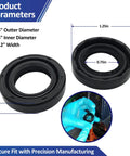 Axle Oil Seal Replacement Kit Two Piece Set 0.750 In By 1.250 In By 0.312 In Premium Materials Built Tough Seals Fits A Wide Range Of Vehicles And Brands Today., black axle oil seal set with size measurements and installation view