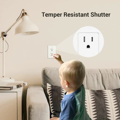 Child near 10 Pack Decorator Receptacle Outlet 15 Amp 125 Volt Tamper Resistant TR With Wall Plates Included UL Listed.