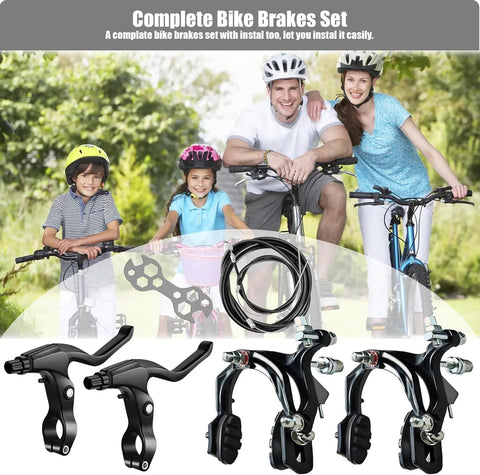 All In One Complete Front And Rear C Type Bike Brake Set With Levers And Cables For MTB And Road Bikes with family cycling