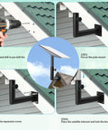 Installation steps for Beefy Heavy Duty Stainless Steel Satellite Internet Pole Mount Bracket For Roof Or Wall Install Black
