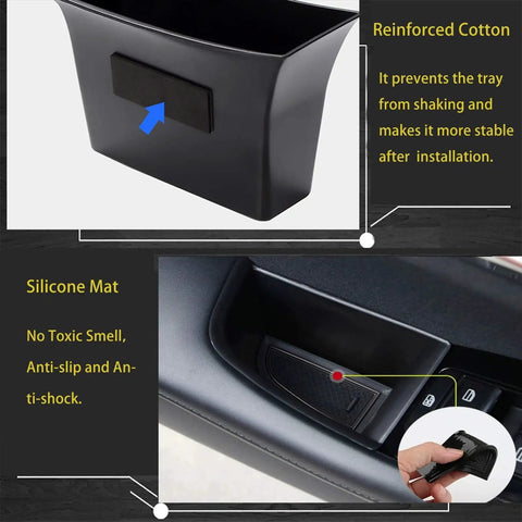 Door Handle Organizer Tray For Mazda 3 2019 To 2025 And CX 30 2020 To 2025, front row, silicone mat, reinforced cotton, ABS material