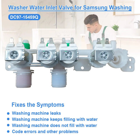 Premium Heavy Duty Washer Water Inlet Valve With Four Precision Solenoid Coils for Samsung washer, featuring ABS and metal housing.