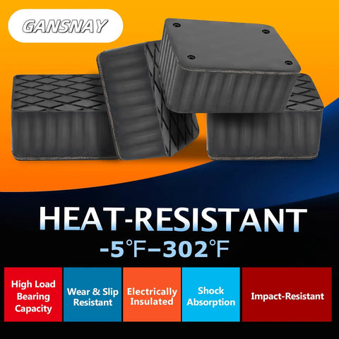 Shop Grade Nylon Reinforced Rubber Lift Blocks Provide Rock Solid 8000 Lb Chassis Support And Premium High Clearance For Serious Wrench Turners, stacked and angled view.