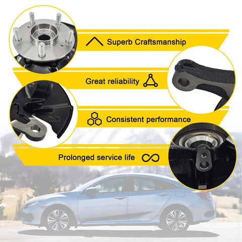 Image detailing Front Right Passenger Side Steering Knuckle Wheel Hub Bearing Assembly For Honda Civic 1.8L 2012 2016