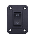 Power Stabilizer Switch For RV Jacks Leveling Momentary Auto Reset Reverse Polarity Rocker Switch 20A 12V DC panel close-up