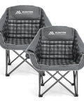 Two Pack Oversized Heavy Duty Camping Chairs Padded And Foldable With Cup Holder And Cooler Bag Portable Lawn Chairs For Sports And Outdoors Supports Up To 450 Lbs Grey