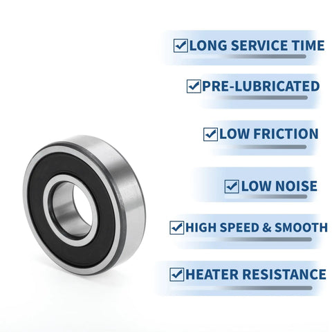 Deep Groove Ball Bearings 25x62x17mm P6 Pre Lubricated With Double Rubber Seal shown with performance features
