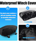 Heavy Duty Winch Cover For 2500 To 5500 Lbs Electric Winches Tough As Nails Waterproof Dustproof Outdoor Shield UV Resistant Black 17 Inch Wide Trailer Winch Cover For All Weather Protection, black PVC-coated cover