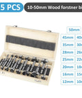 15 Piece Forstner Bit Set For Precision Wood Drilling With Round Shank and Razor Sharp Center Point in sturdy storage case.
