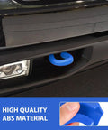 Blue Front Tow Hook Covers Set Of 2 For 2007 To 2024 Chevy Silverado 1500 Hitch Cover installed on vehicle