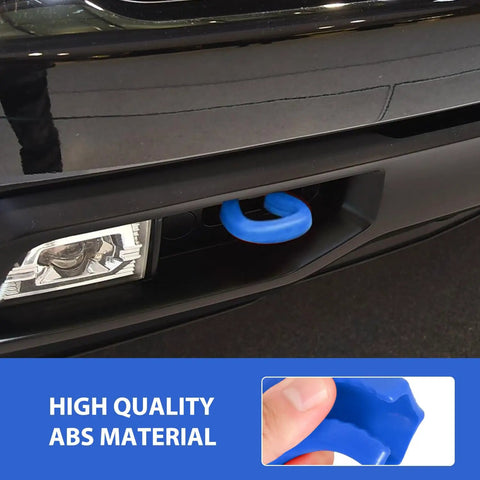 Blue Front Tow Hook Covers Set Of 2 For 2007 To 2024 Chevy Silverado 1500 Hitch Cover installed on vehicle