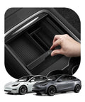 Hand placing Center Console Organizer for Tesla Model Y 2021 2024 and Model 3 2021 2023, Durable PC Tray in car console