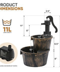 27 Inch Tall Outdoor Barrel Water Fountain With Two Tier Cascading Waterfall And Electric Recirculating Pump Bronze Garden Decor