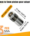 3-Pack Universal 8mm to 5mm Traxxas Sledge RC Gear Adapter Sleeve for Boats Cars Planes, Stainless Steel Pinion Reducer