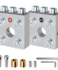 Heavy Duty Battery Terminal Distribution Block With 14 Port Connectors And Vertical Brass Adapters For Car Audio Marine Automotive, clamp view