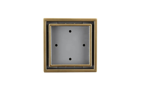 Tile In Shower Drain Kit In Gold With Marine 316 Stainless Steel Frame And ABS Base Lagos Veil Line Includes Hair Strainer And Key