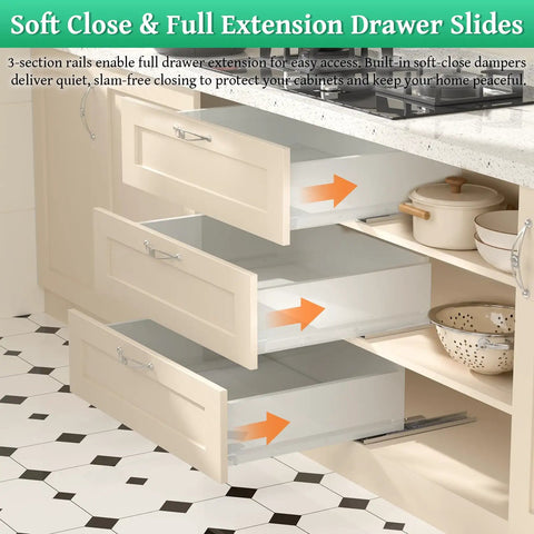 Top Shelf Undermount Drawer Slides 20 Inch Full Extension with soft close and 3D adjustable quick release for stable cabinets.