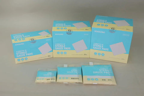 Go To Sterile Gauze Pads 4x4 Inch 8 Ply Medical Grade Cotton Individually Wrapped In 20 Packs Of 5 100 Count packaging overview