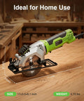 TaskStar 4-1/2 Inch Mini Circular Saw Laser Guide 4.8A Motor 4000 RPM Compact Corded Cutter on wood surface.