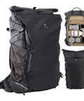 Ultralight Camera Backpack For Photographers Expandable To 40L Space Black with gear compartments and DSLR storage
