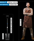 Lightweight Carbon Fiber Shovel With Ergonomic Handle For Gardening next to person for size comparison, 43 inch long.