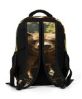 Stream Brown Bear Printed Unisex Backpack With Large Capacity showing bear print on breathable back panel