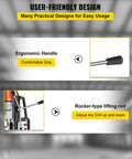 User-friendly design features of Heavy Duty 50Mm Magnetic Drill Press Kit With 1680W Motor And 2900 Lbs Magnet Force shown.