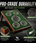 Chipping Golf Game Board Set For Indoor Outdoor Fun Heavy Duty Solid Pine Wood Golf Cornhole Style Practice Board