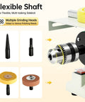 Workhorse 750W 110V Mini Lapidary Saw flexible shaft with multiple grinding heads for rock cutting and polishing.