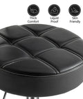 Lockable Rolling Stool With Quiet Rubber Wheels And Footrest Pro Grade Comfort showing black cushioned seat detail