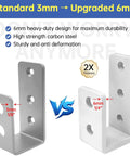 Comparison of 3mm and 6mm heavy-duty U-shaped brackets showing thickness difference, part of Heavy Duty 2x4 Door Barricade Brackets For Wood Sheds Gates And Basements Built Tough With Industrial Grade U Shaped Security Brackets One Quarter Inch Thick Steel 2x4 Lumber Lock White.