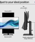 Series 3 27-Inch Dope Full HD IPS Monitor with adjustable pivot, tilt, and height settings for flexible viewing angles