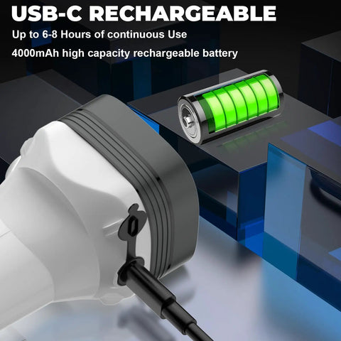 Detail view of the USB-C rechargeable port and battery of Rechargeable All In One 2 In 1 Flashlight Lantern With 360 Degree Camping Light And Emergency Strobe, Ultra Compact Outdoor LED For Camping, Power Outages, Travel And Car Emergencies