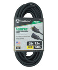 Heavy Duty 12/3 25 Foot Extension Cord For Farm And Shop Use All Copper Wire SJTOW Weather Rated Extra Durable Molded Plug Black