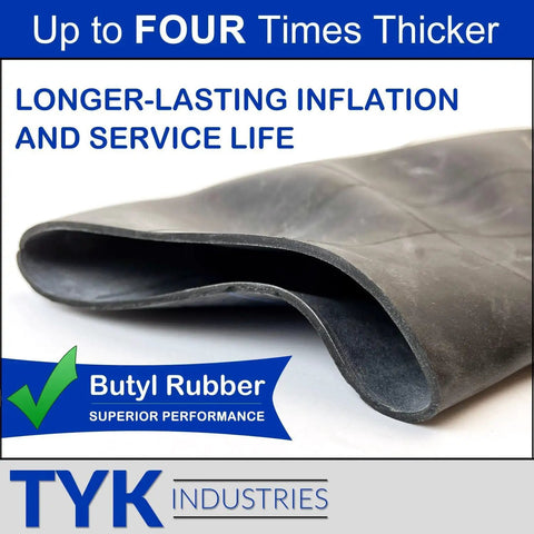 Close-up of butyl rubber ATV inner tube, showcasing thickness and durability for Two Pack ATV Inner Tubes 25x8-12 To 25x10-12 Fitment For 25x9-12 UTV And ATV Tires With TR6 Metal Valve Stems Durable Replacement Tubes For A Wide Range Of Models And A Smooth Leak Free Ride Ready To Roll