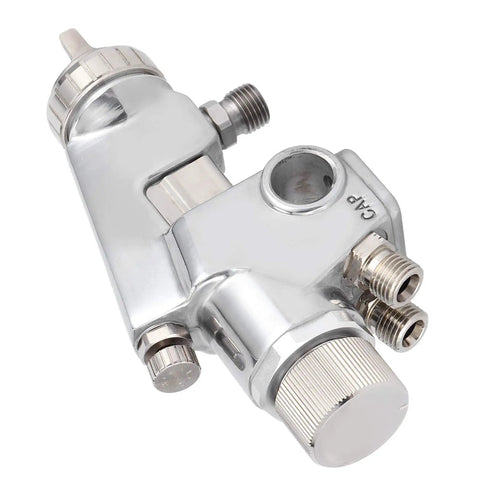 Heavy Duty Zinc Alloy Pneumatic Paint Sprayer Set With High Atomization Tech close-up of nozzle and control knobs.