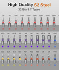 32 interchangeable bits for 34 In 1 Magnetic Screwdriver Set With Ratcheting Handle Interchangeable Bits And Handy Repair Kit