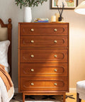 Wooden dresser with Solid Brass Knobs Set In Brushed Gold Finish For Cabinets Dressers And Drawers, Euro Style, 8 pack
