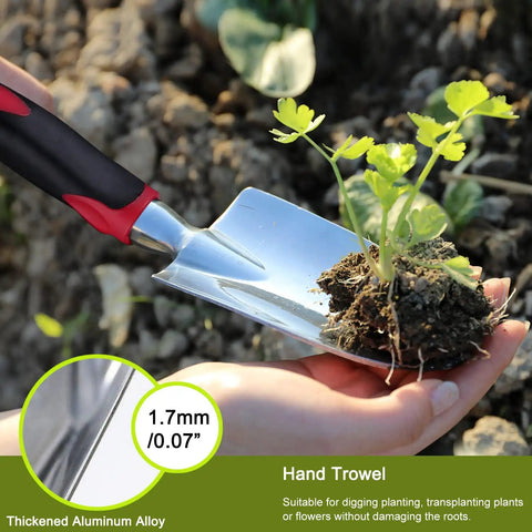 3 Piece Garden Tool Set With Heavy Duty Trowels And Shovels, Aluminum Blades, Non Slip Grip, transplanting seedling with trowel