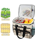 Desert Cowboys Insulated Lunch Bag with 12 bottles, 24 cans inside, showing tear-resistant side mesh pockets, 15L capacity