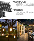 Outdoor Solar String Lights 48ft USB Rechargeable Patio Lights For Yard Porch Garden Pool And Party Waterproof And Shatterproof Bulbs