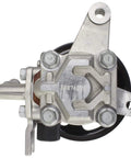 Direct Fit Power Steering Pump Serving Straight Outta Factory Pressure And Tight Steering Control For Smooth Street Cruising With Absolutely Zero Installation Drama, top view showing aluminum housing and mounting hardware.